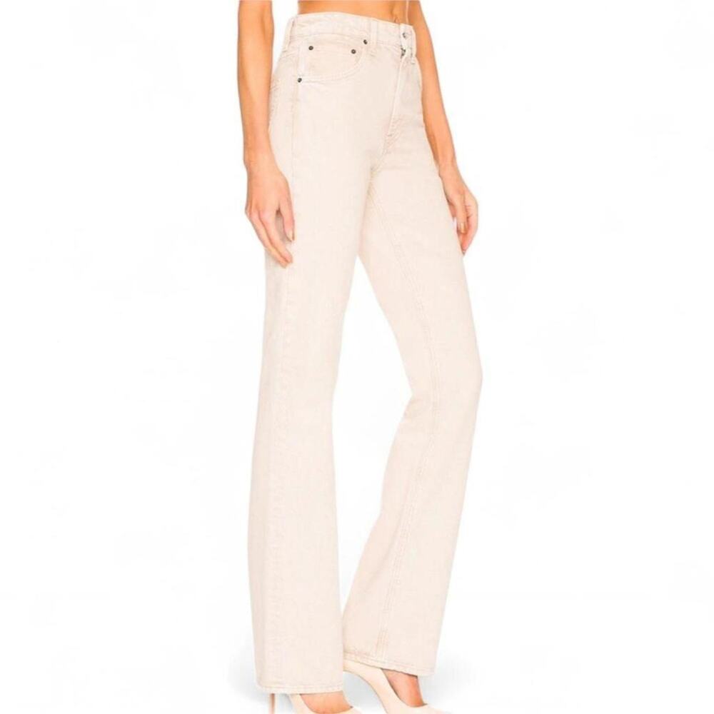 GRLFRND Melanie High Rise Bootcut Jeans Montana Beige Khaki Size 27 Rigid Denim